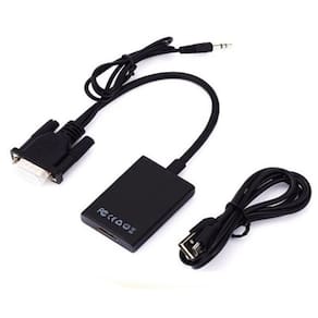 Conversor de áudio e vídeo VGA para HDMI USB Power 1080p