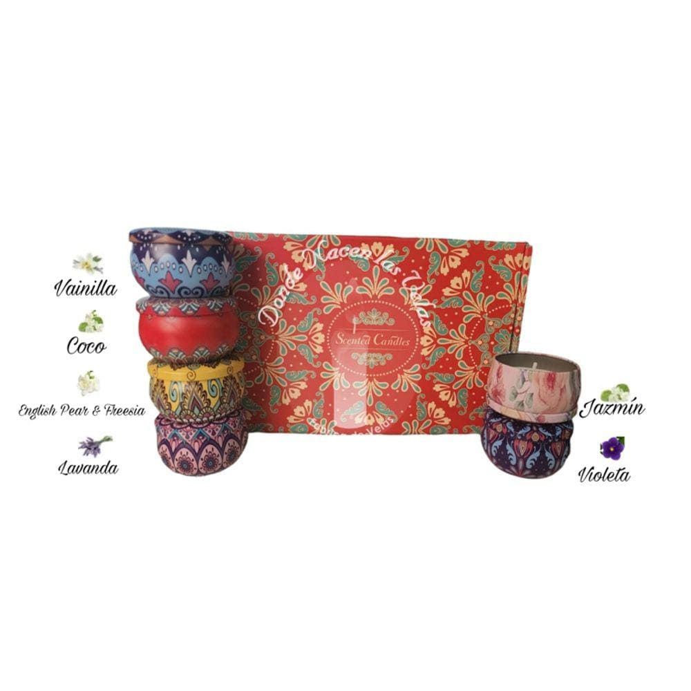 Conjunto de velas perfumadas, pacote de 6 com flores secas