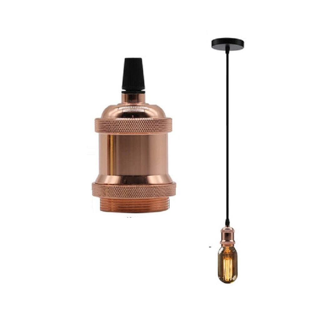 Luminária pendente vintage dourada rosa com cabo preto