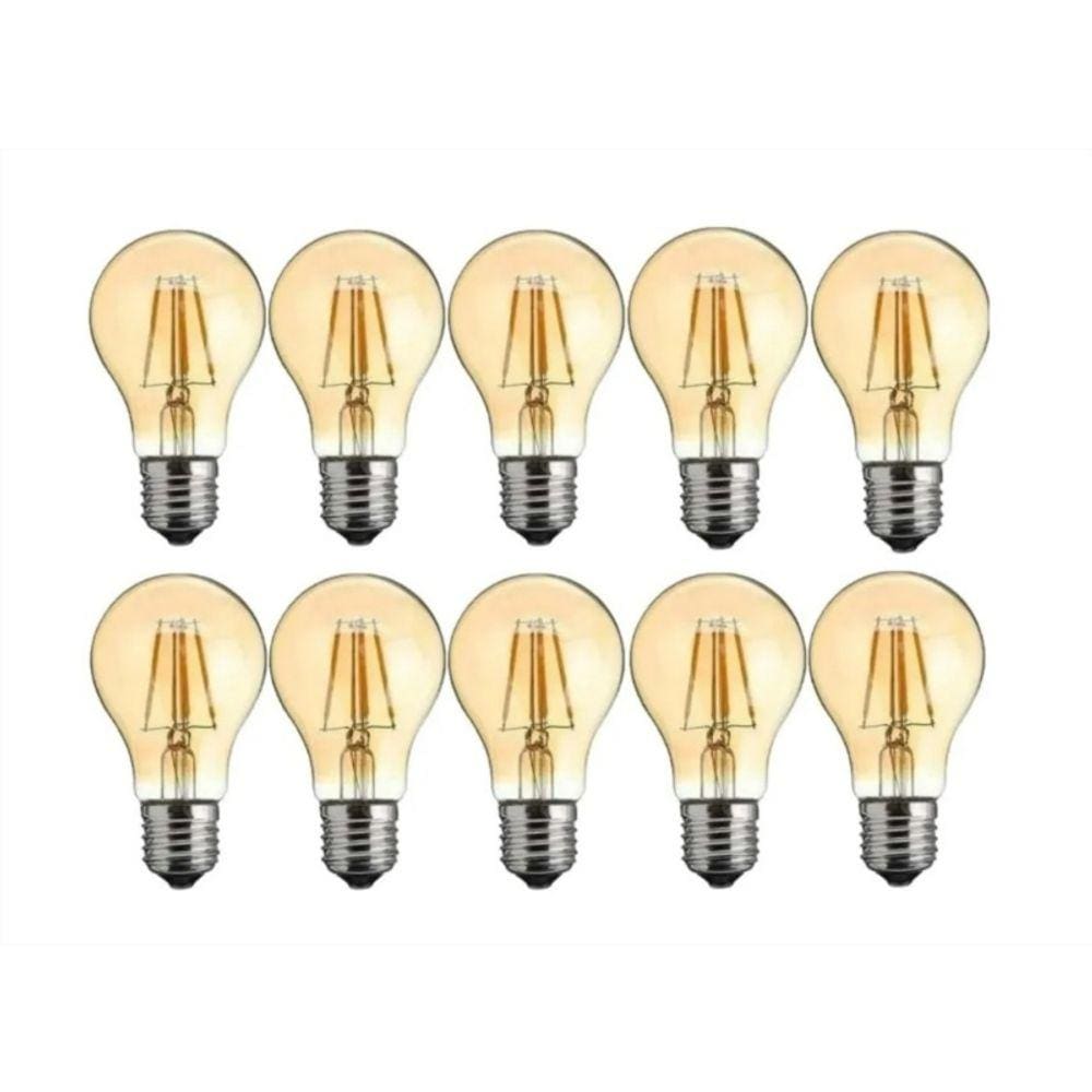 Pacote de lâmpadas LED com 10 soquetes vintage modelo A60 E27 4W 540lm