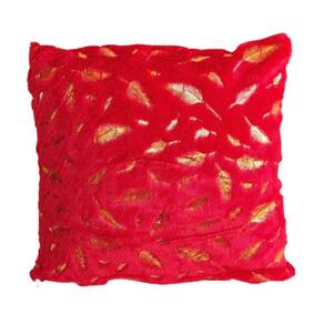 Capa de almofada de penas para cabelo curto vermelha 45x45cm