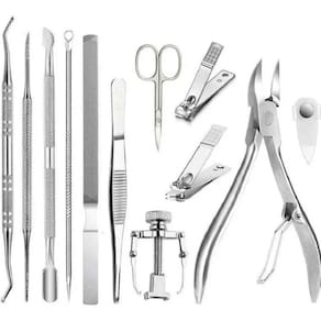 Conjunto de ferramentas de pedicure para unhas encravadas, mecanismo de alavanca, 12 unidades