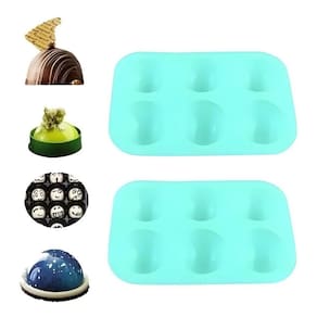 Molde de silicone Half Sphere, pacote de 6 cavidades com 2 verde-água