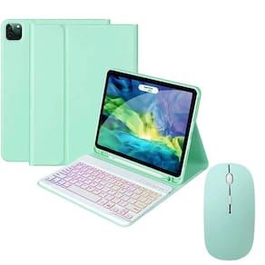 Capa para 10.2, teclado retroiluminado com mouse - azul