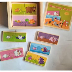 Domino Game Toy Wood, 32 peças, design de animais para crianças