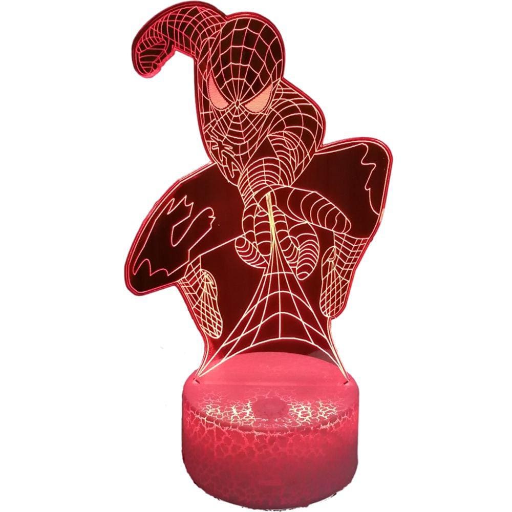 Lâmpada 3D Spiderman Avenger LED com sensor de toque de 7 cores