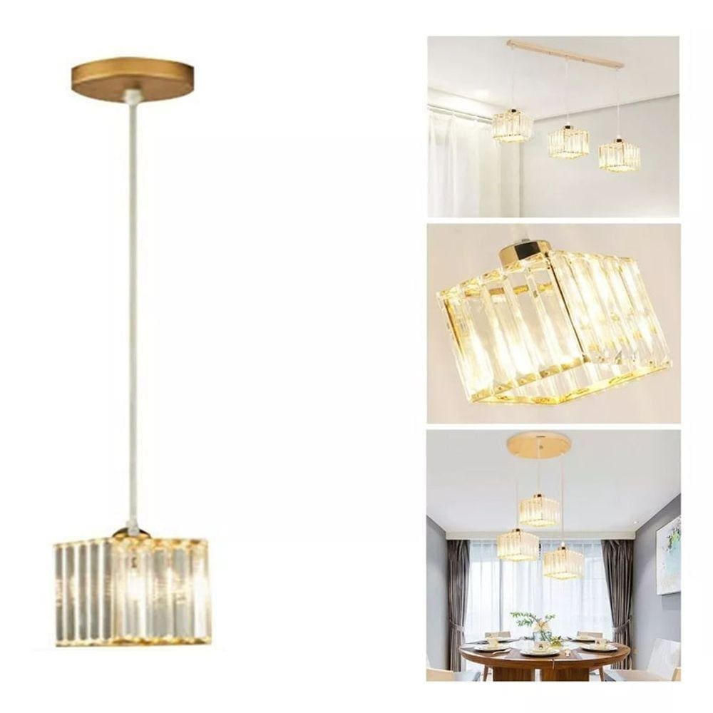 Luminária de teto Luminária pendente de cristal Gold Modern Design 15cm