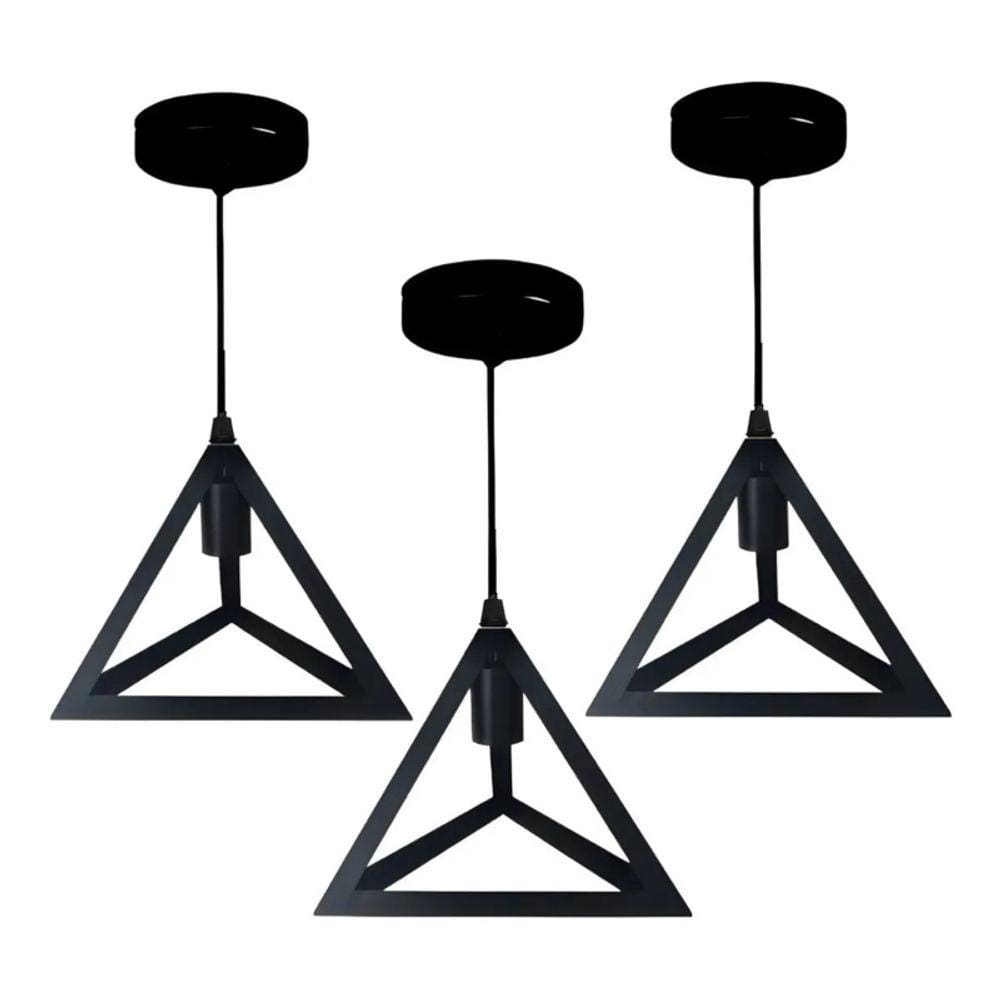 Pacote de luminárias pendentes X3 Vintage Modern Pyramid Shape