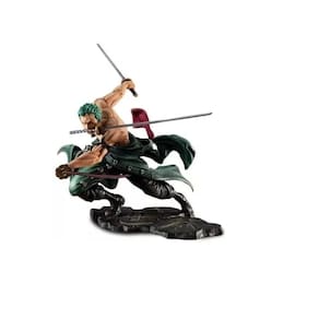 Boneco de ação Roronoa Zoro One Piece Anime PVC 13 cm com 3 pés