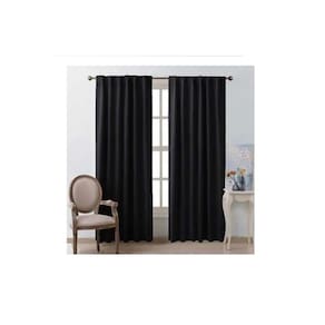 Conjunto de cortinas de tecido Blackout preto 230 cm x 140 cm com ilhós