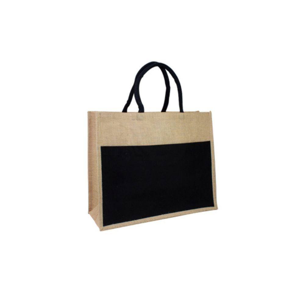Bolsa de juta Ecofamy Beach bicolor preta para mulheres