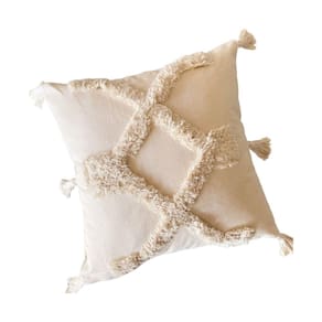 Capa de almofada Boho Crudo Cotton 45x45cm com aplicativos entrelaçados