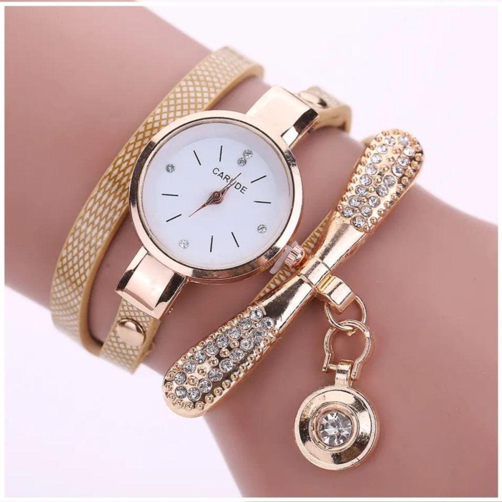Relógio feminino de luxo personalizado com incrustações e pulseira
