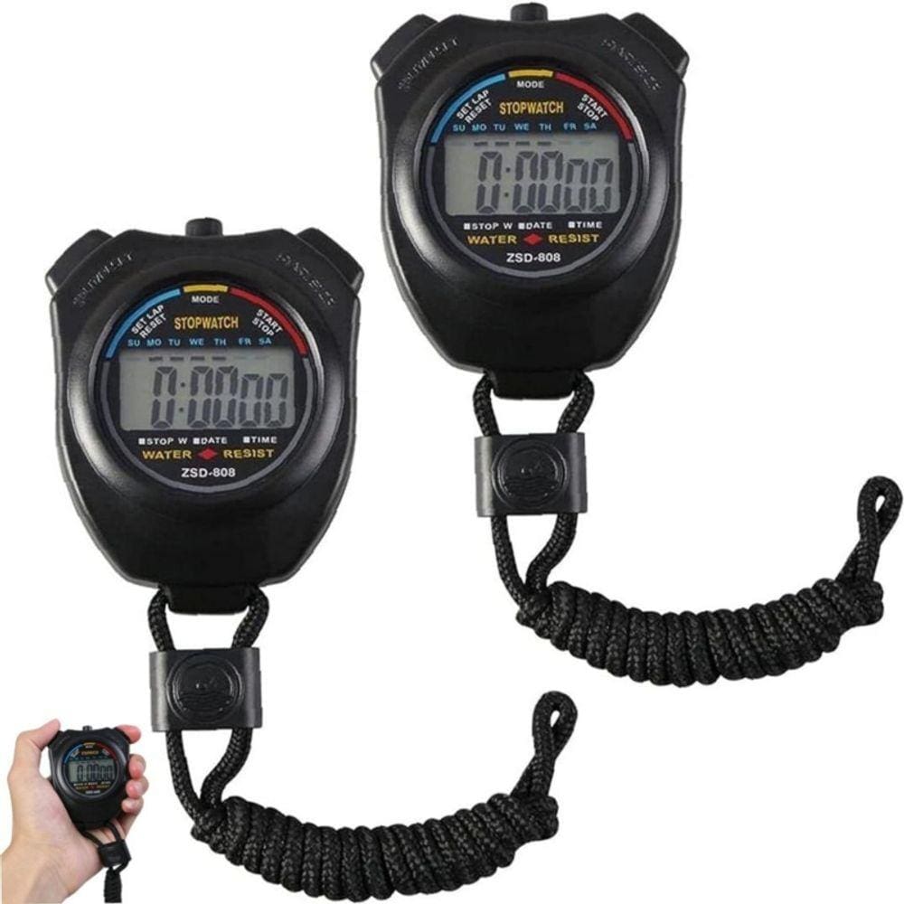 Pacote de cronômetro digital x2 multifuncional esportivo impermeável
