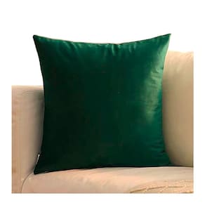 Capa de almofada de veludo liso verde 45cm x 45cm