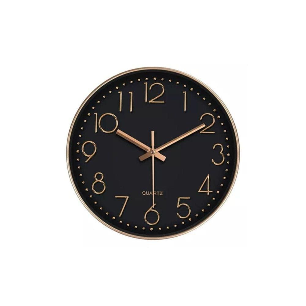 Relógio de parede mural decorativo de 30 cm de diâmetro Silent Black