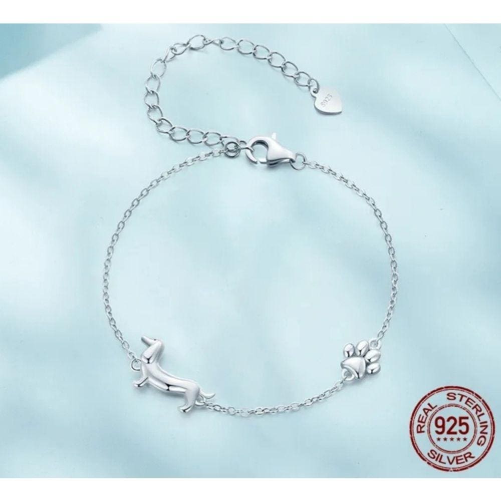 Pulseira Dachshund Dog em prata 925 para mulheres