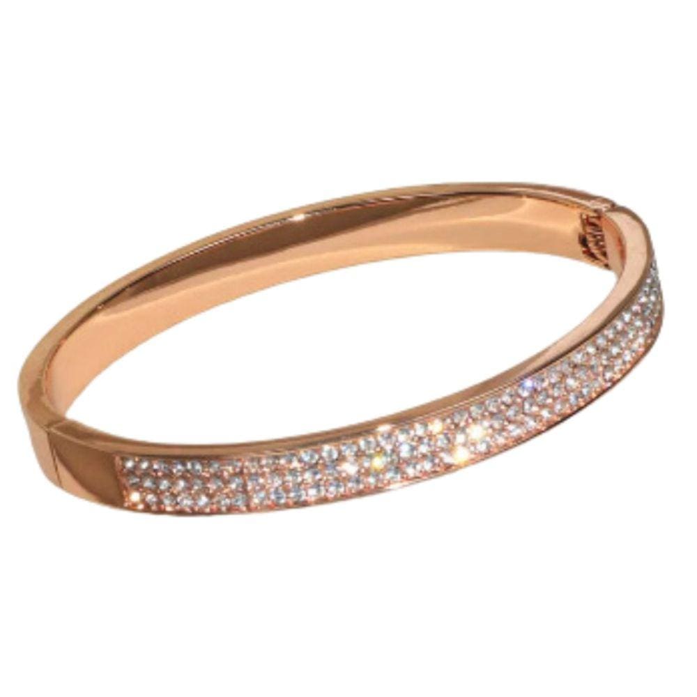 Pulseira genérica clássica de cristal de ouro rosa para mulheres