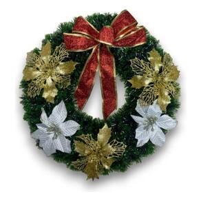 Decoração de porta de guirlanda de Natal com 38 cm de diâmetro