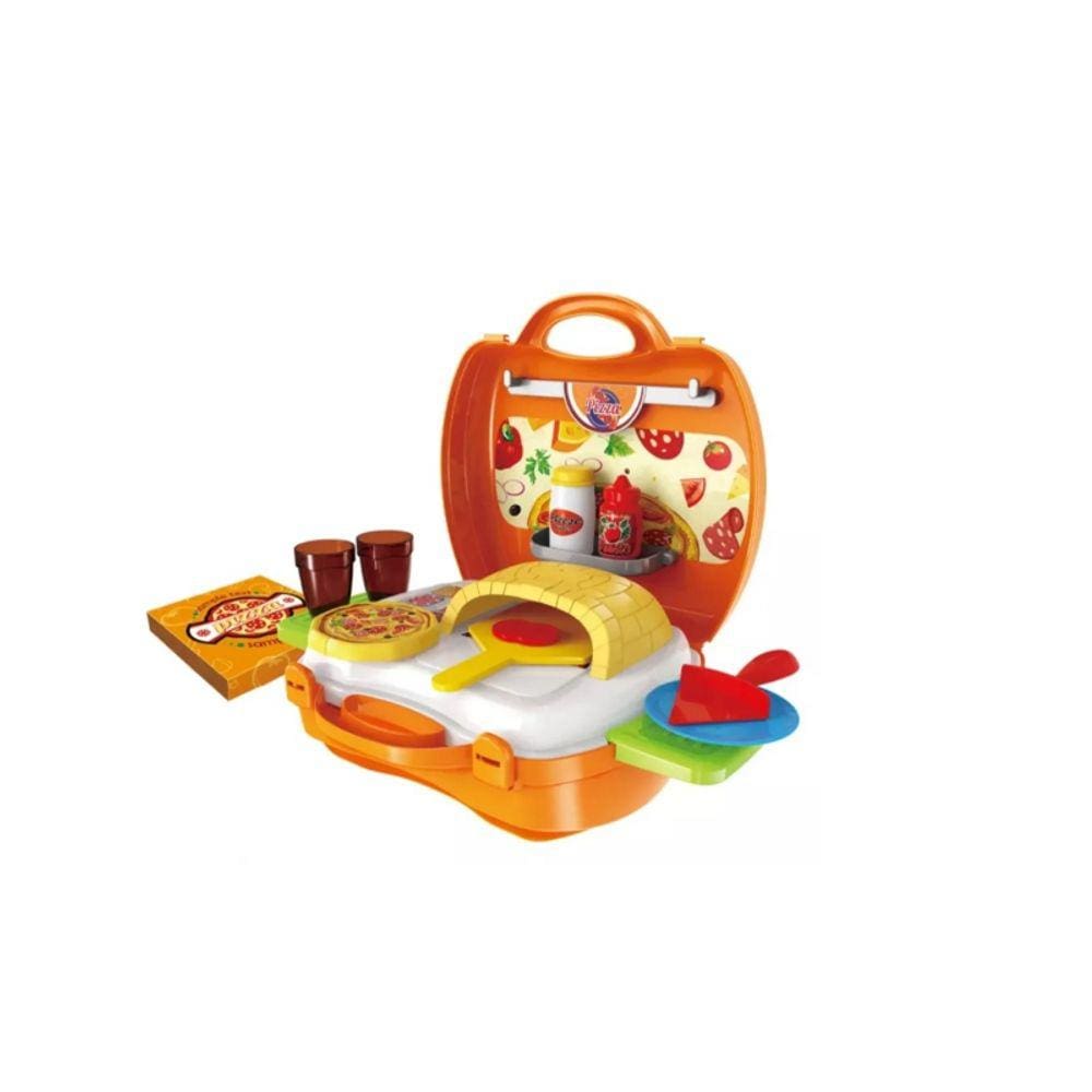 Maleta Toy Kitchen Oven para pizza com 26 peças para crianças