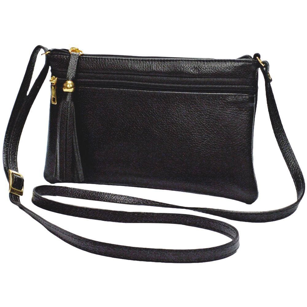 Bolsa Feminina Pequena Preta Transversal em Couro