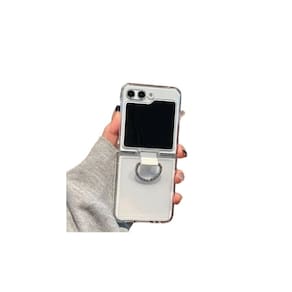 Capa de telefone de luxo transparente Z-Flip 5 com anel circular