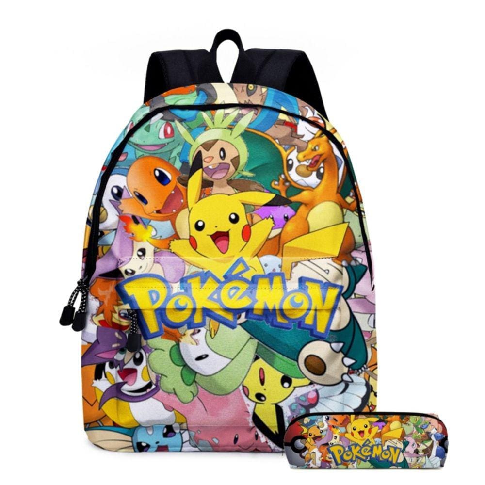 Mochila School Pikachu Pokémon com estojo de lápis, conjunto de 2 peças