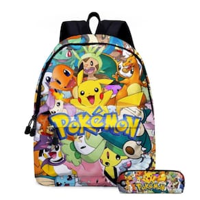 Mochila School Pikachu Pokémon com estojo de lápis, conjunto de 2 peças