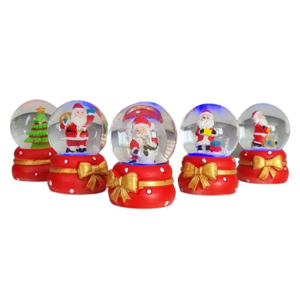 Bolas de neve de Natal e s de cristal com luz x3