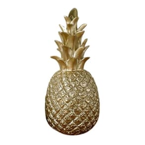 Resina decorativa de ouro de abacaxi com 15 cm de altura x 7 cm de largura
