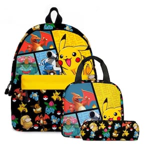 Mochila School Pikachu Pokémon com lancheira e estojo para lápis