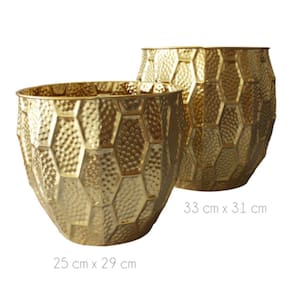 Conjunto de vasos de flores Big Golden Pot Pots 2 de metal de alumínio