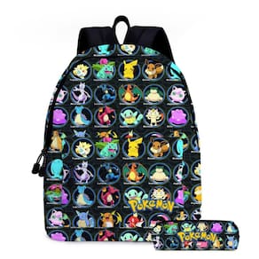 Mochila School Pikachu Pokémon com estojo de lápis, conjunto de 2 peças