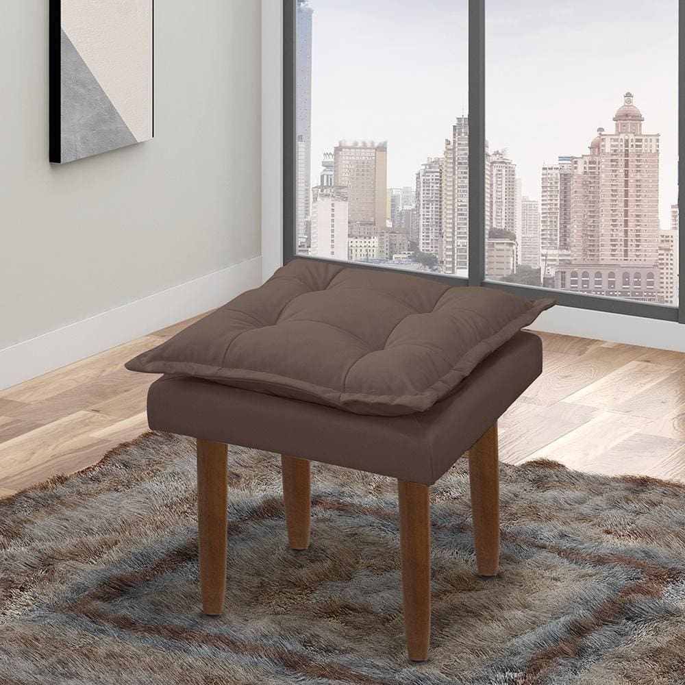 Puff Opala Retangular Sala E Quarto Bellamado Cor:marrom