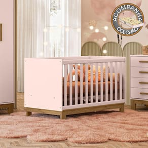 Berço Mini Cama Qencanto Slim 4315 Qmovi Rosa Acetinado + Colchão Gazin