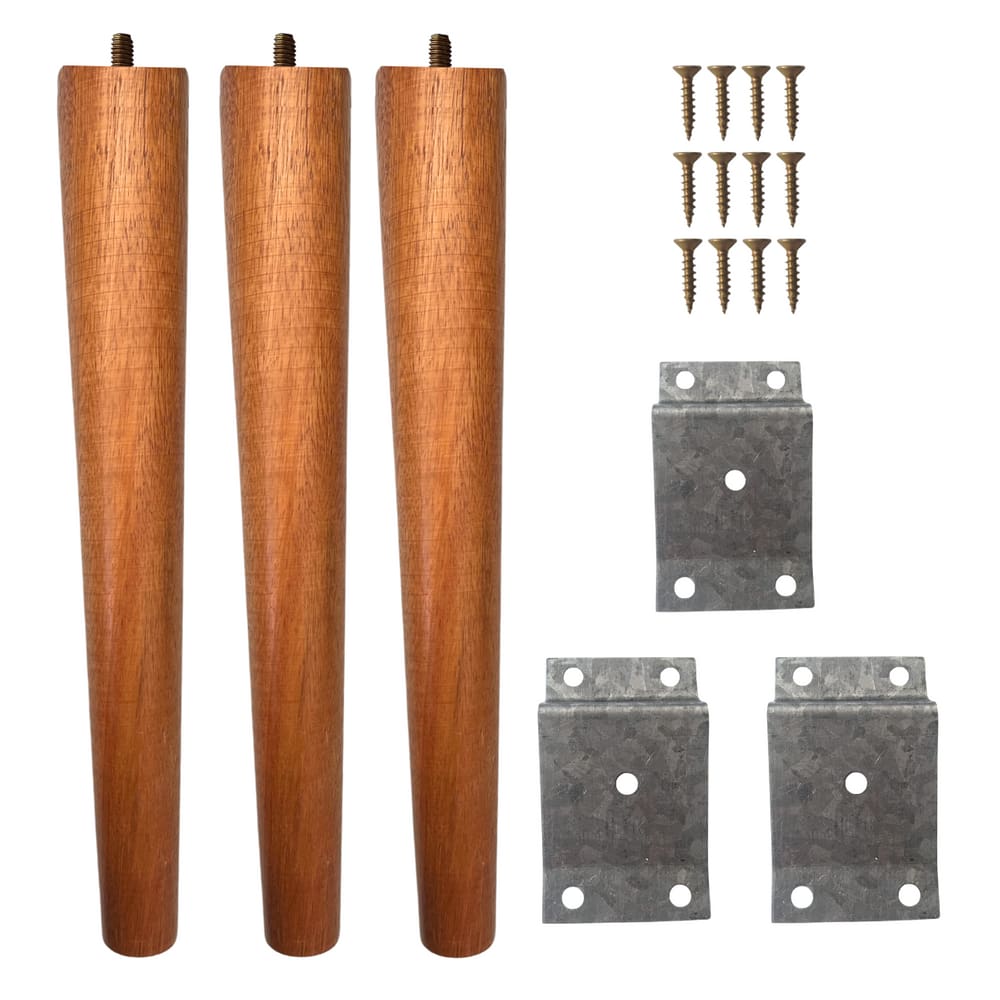 Kit 3 Pés Palito De Madeira Maciça Com Chapinhas De Metal
