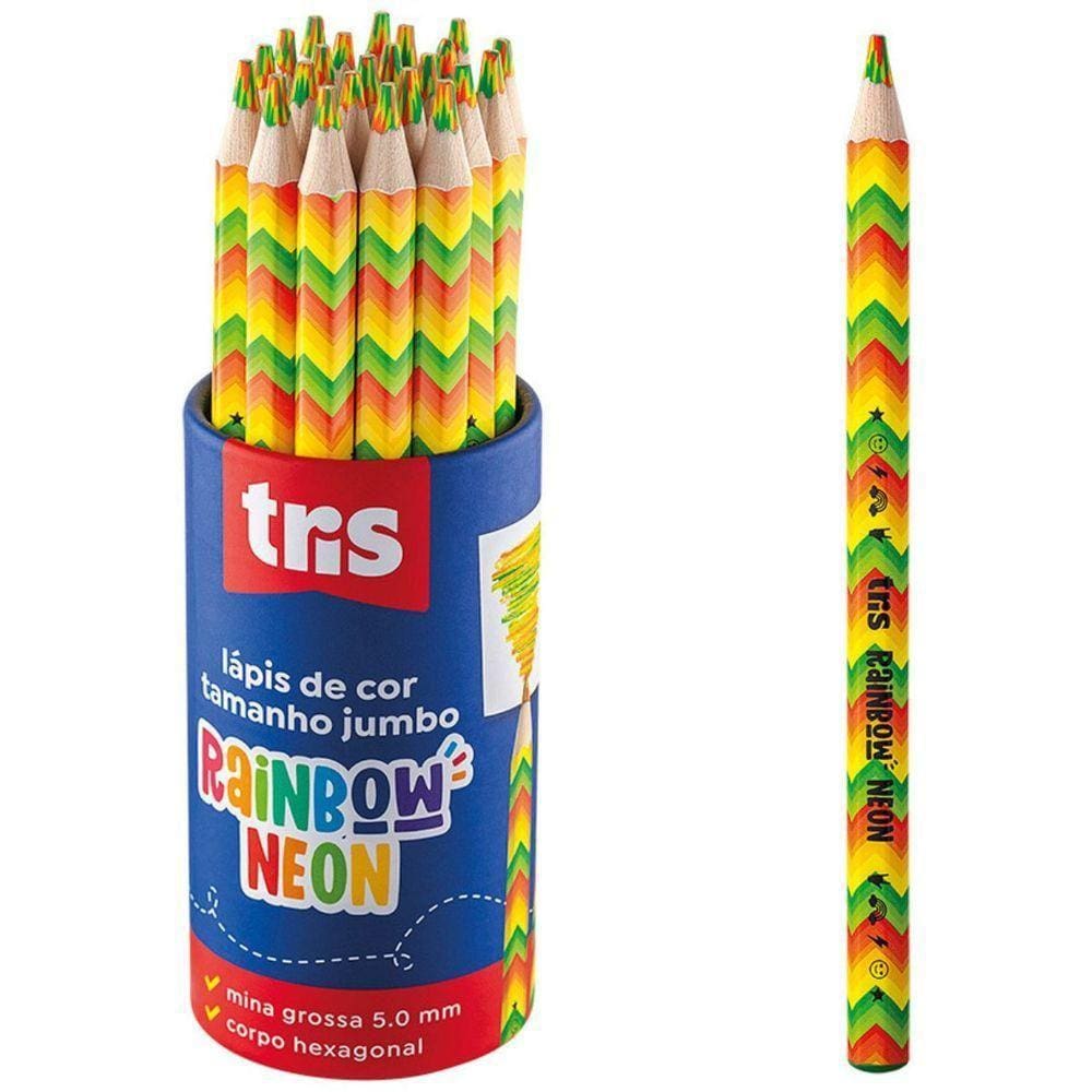 Lapis De Cor Rainbow Neon Jumbo - Multicolorido - 1un - Tris