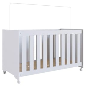 Berço com Rodízios Branco Linha Aconchego Completa Móveis
