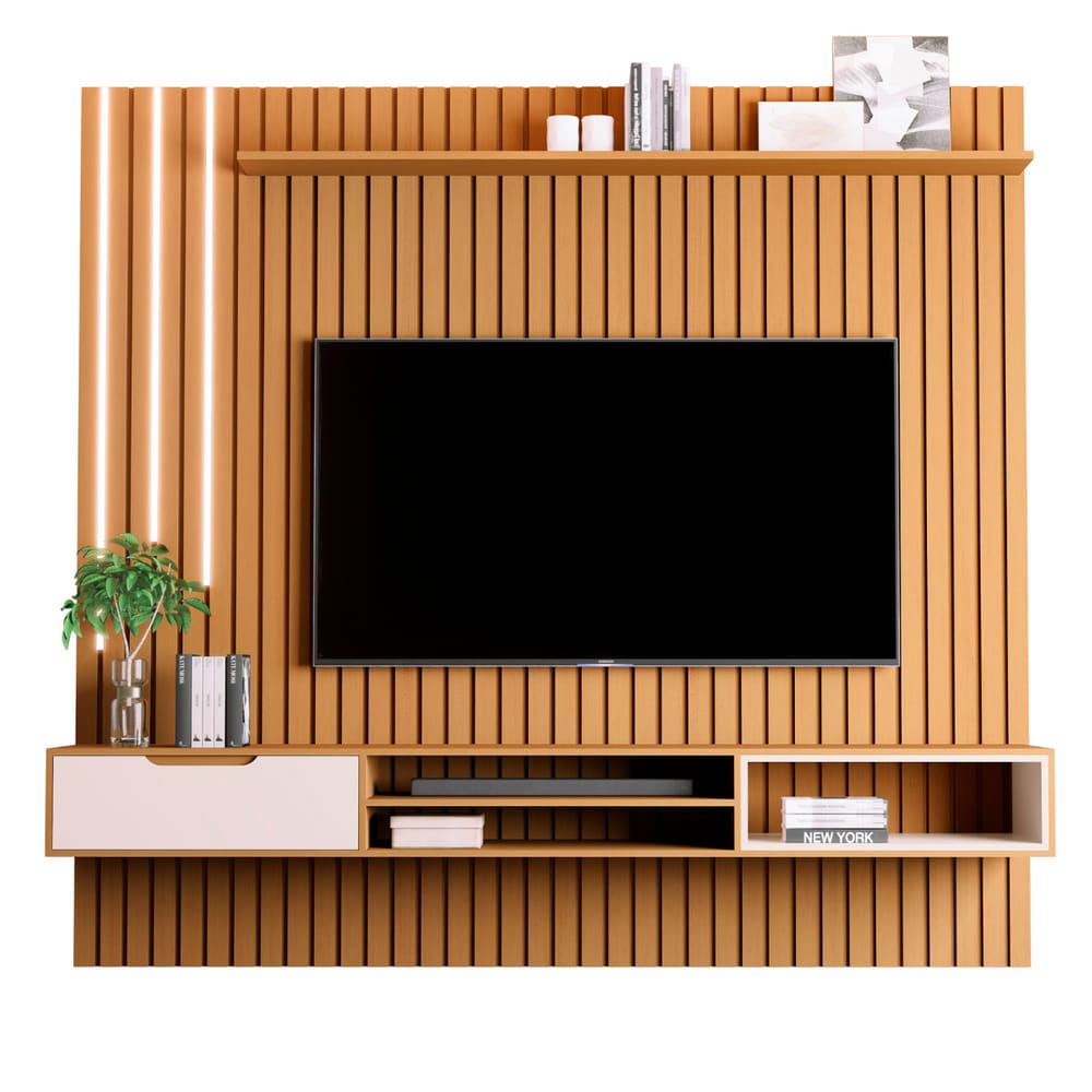 Home Suspenso com 1 Gaveta e Led Toyama Nature Pérola