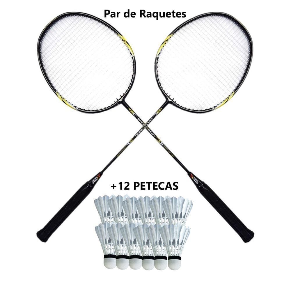 Par de Raquete de Badminton com bolsa +12 petecas para jogar na praia clube quintal