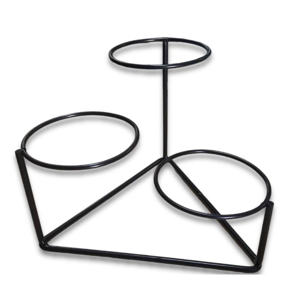 Suporte Triangulo de Mesa para 3 Vasos 11 Preto - JC JARDIM
