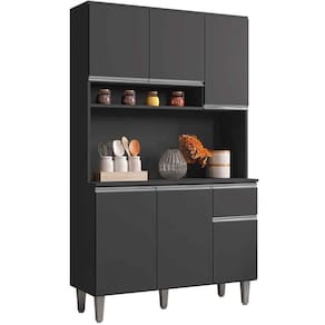 Kit De Cozinha Magda 6 Portas E 1 Gaveta Cinza