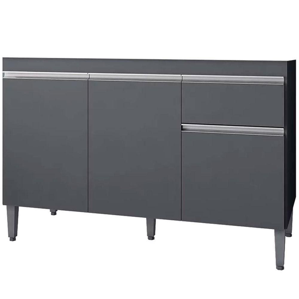 Balcão De Pia 120 Cm Talita 3 Portas 1 Gaveta Cinza