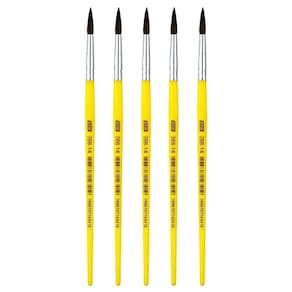Kit 05 Pincel Redondo Cabo Curto Nº14 BRW | Pincel p/ Pintura | Artesanato | Quadros | Tintura
