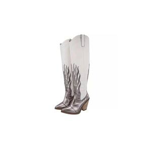 Bota Western Texana Feminino Country Moda Metalizada Salto Grosso