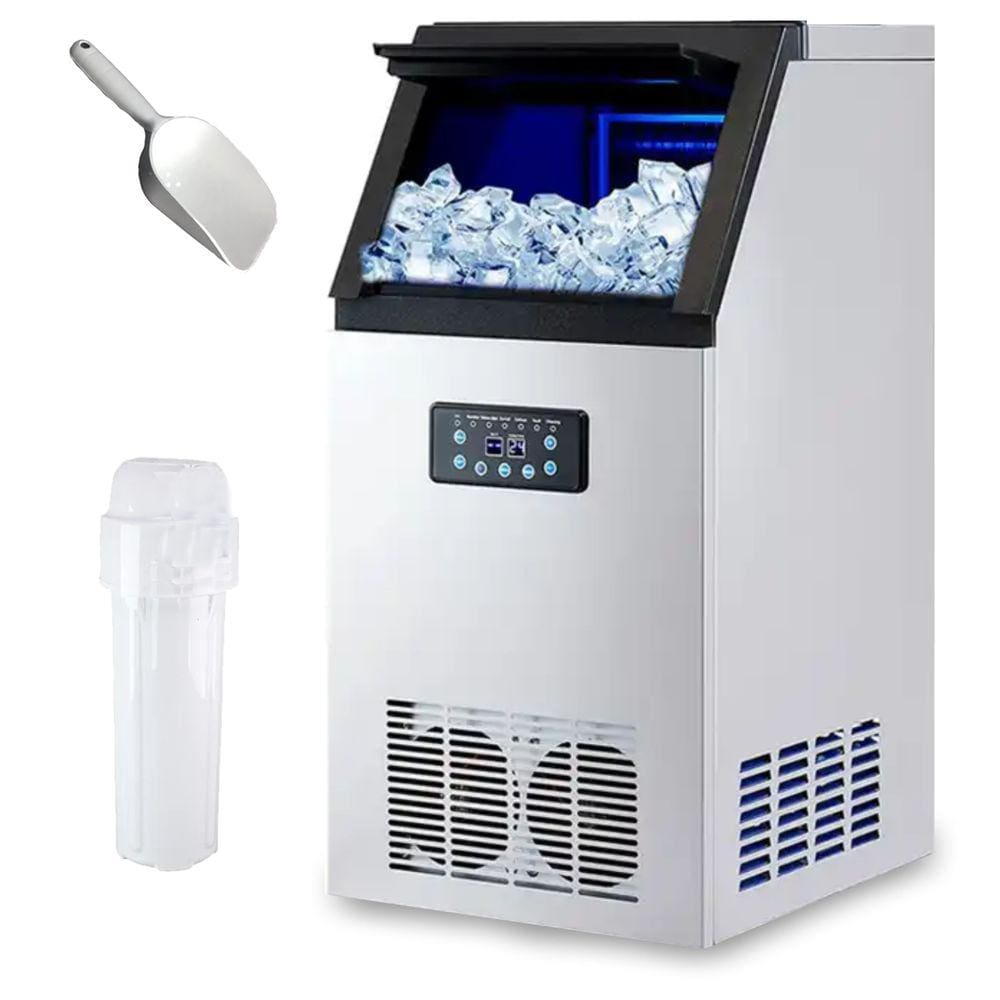 Máquina Gelo Mini 2x2cm Industrial 40kg Cubo Inox Filtro Pá