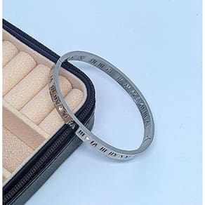 Pulseira Bracelete Feminino/Masculino Casal Algarismos Numeros Romanos com Pedras Zircônias Aço Inoxidável 316L Luxo