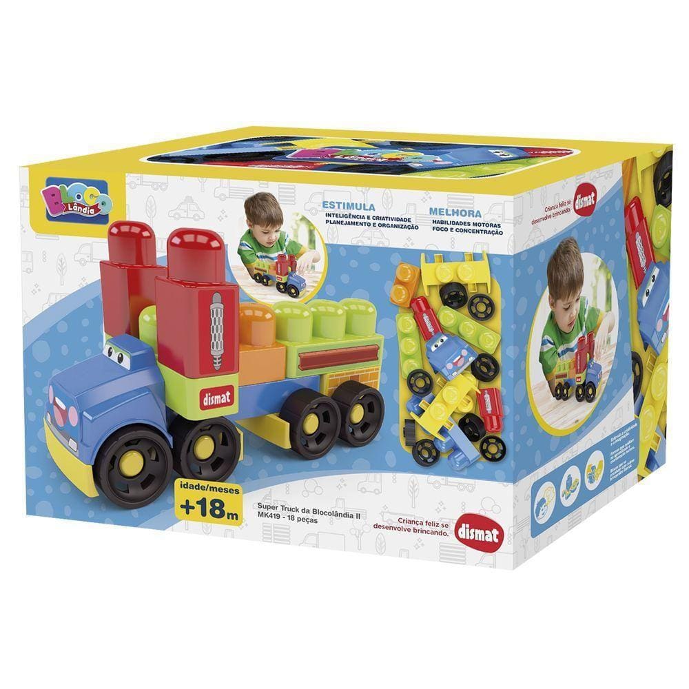 Brinquedo Pedagogico Super Truck Blocolandia 18 Peças Dismat Mk419