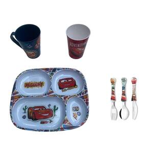 Conjunto Carros, Prato Divisoria, Caneca Copo, Talheres - Nt