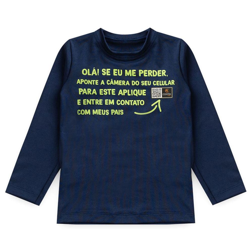 Camiseta Praia Infantil Inteligente Proteção UV Marinho Costão